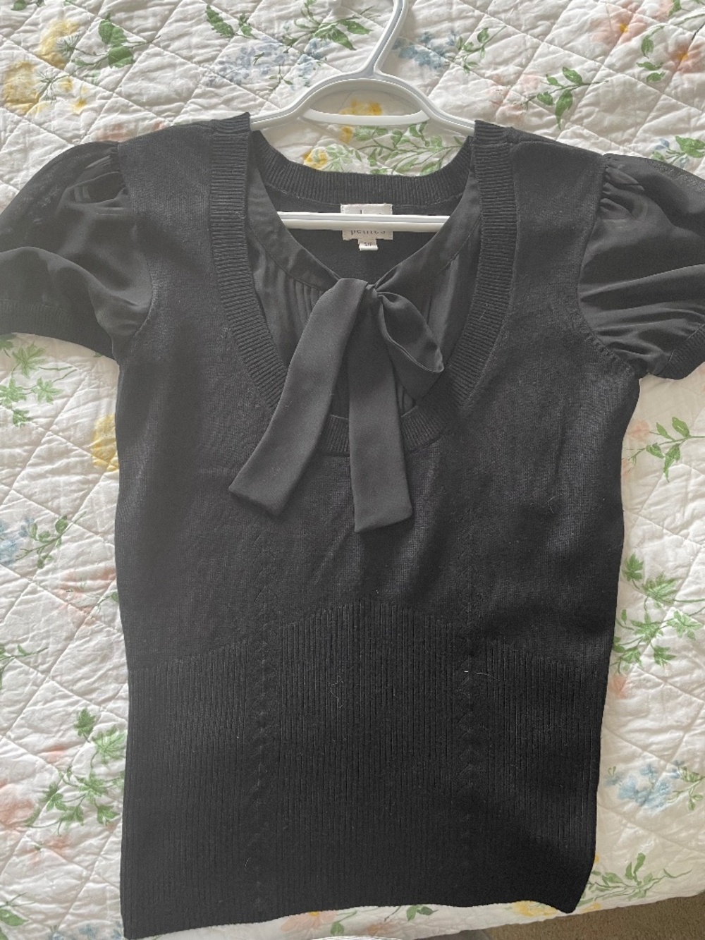 Cleo Black Sweater Tie Front Blouse
